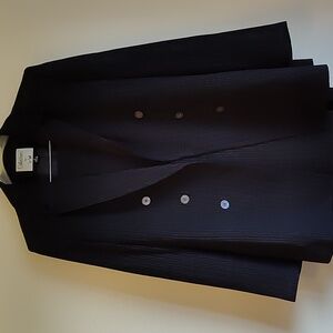 Two piece jacket/skirt suit size 8 black with blue lines